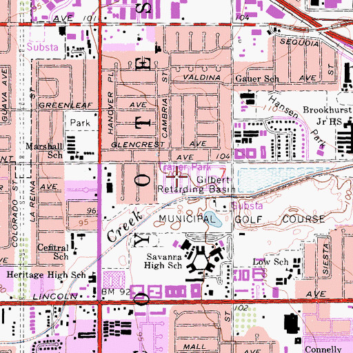 Topographic Map of Casa Hermosa Mobile Home Park, CA