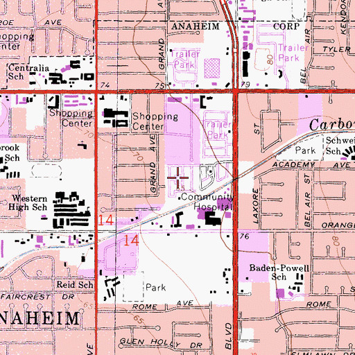 Topographic Map of Cherokee Mobile Gardens, CA