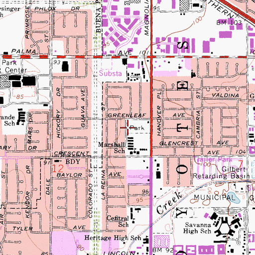 Topographic Map of Peter Marshall Park, CA
