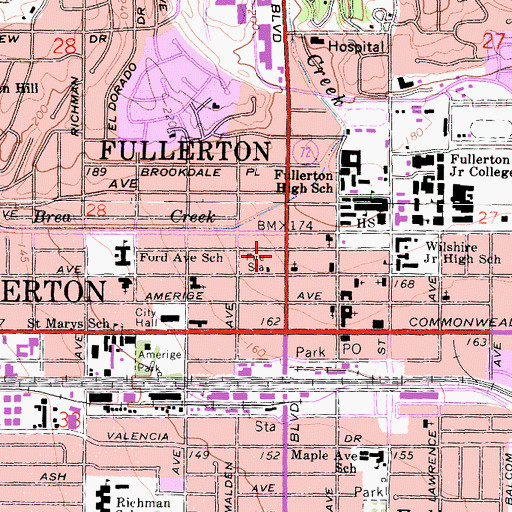 Topographic Map of Villa del Sol Shopping Center, CA