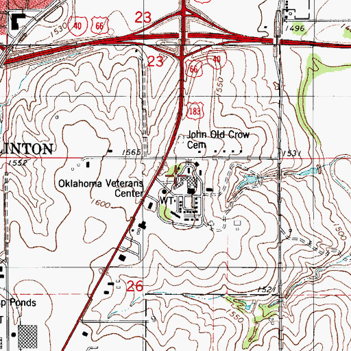 Topographic Map of Oklahoma Veterans Center, OK