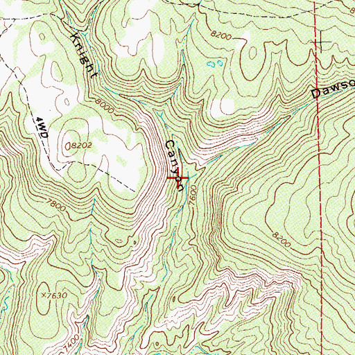 Topographic Map of Dawson Draw, CO
