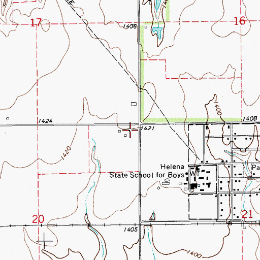 Topographic Map of James Crabtree Correctional Center, OK