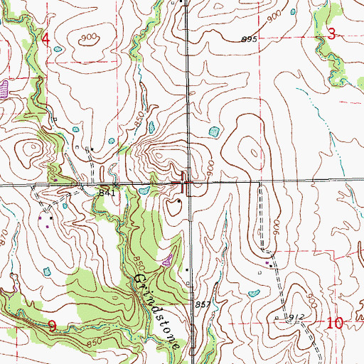 Topographic Map of Glenn, OK