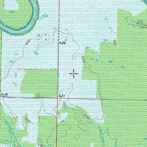 Topographic Map of Waterfowl Refuge, OK