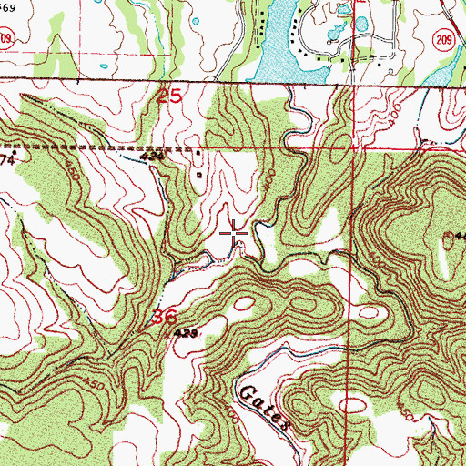 Topographic Map of Raymond Gary State Park, OK