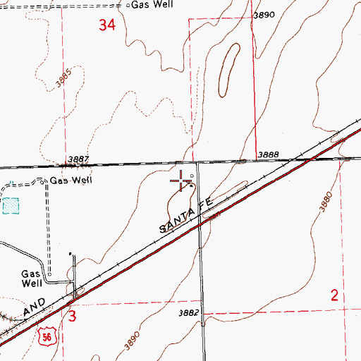 Topographic Map of McCullough, OK
