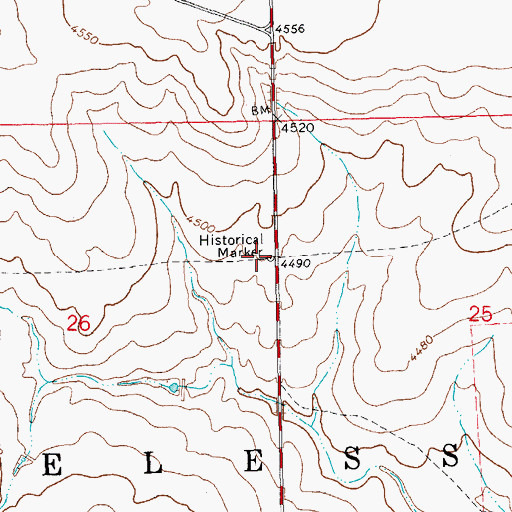 Topographic Map of Old Santa Fe Trail Historical Marker, OK