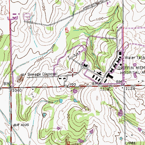 Topographic Map of Lexington Assessment and Reception Center, OK