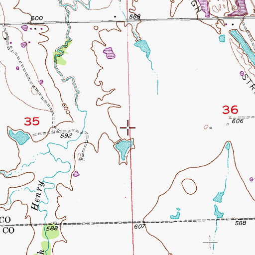 Topographic Map of Midway, OK