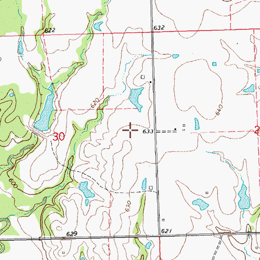 Topographic Map of Hardwood, OK