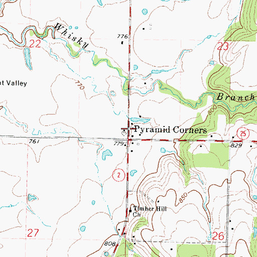Topographic Map of Pyramid Corners, OK