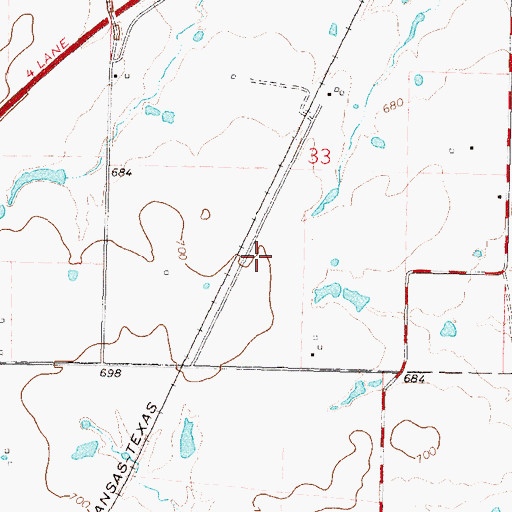 Topographic Map of Hulwe, OK