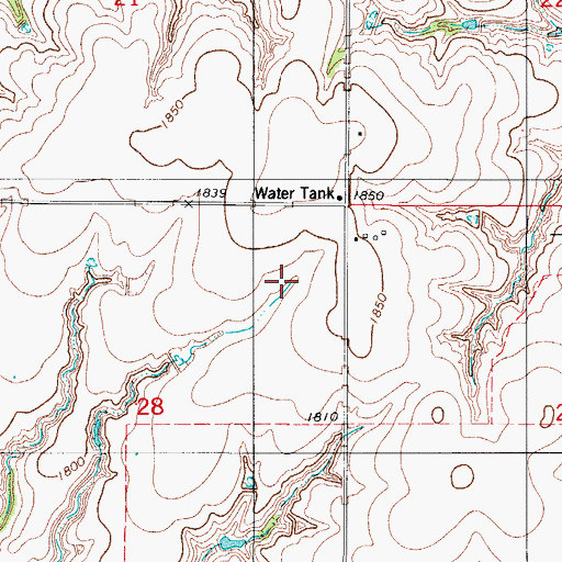 Topographic Map of Crooked Creek, OK