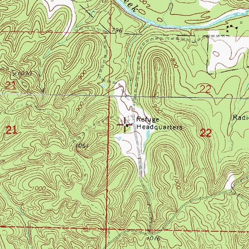 Topographic Map of Refuge Headquaters, OK