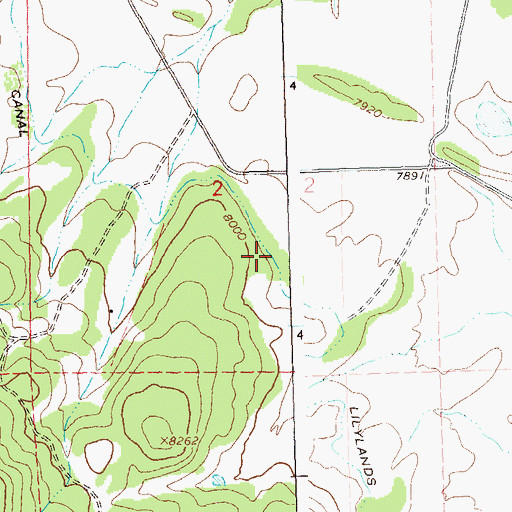 Topographic Map of Lillylands Canal, CO