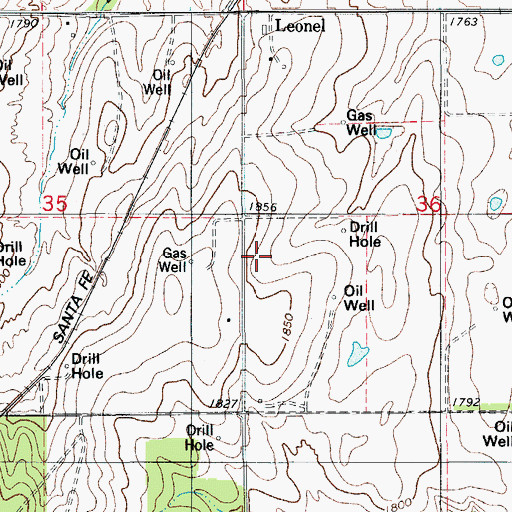 Topographic Map of Leonel, OK