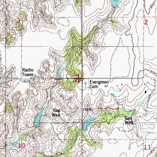 Topographic Map of Sickle, OK
