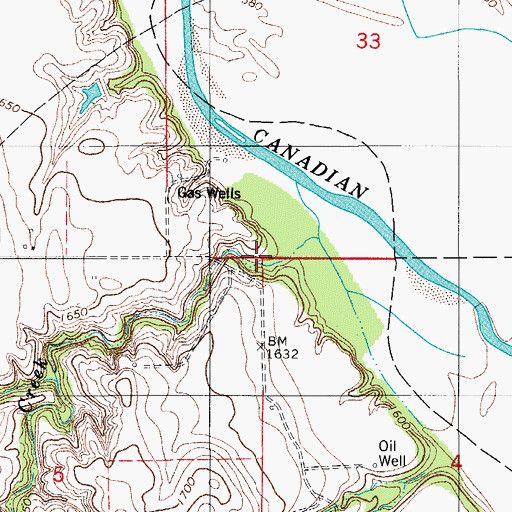 Topographic Map of Flanders Creek, OK