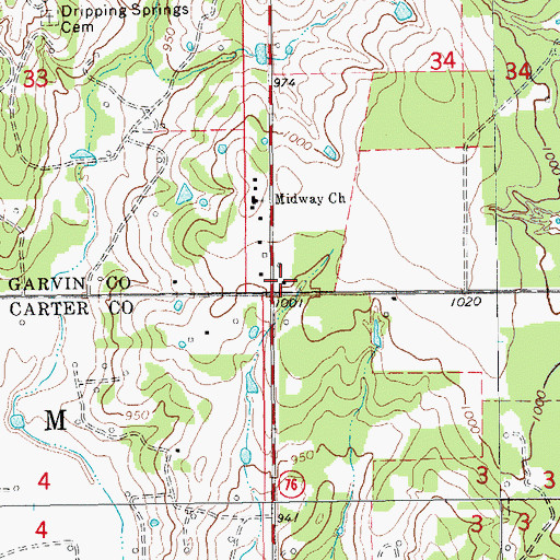 Topographic Map of Riddle Store, OK