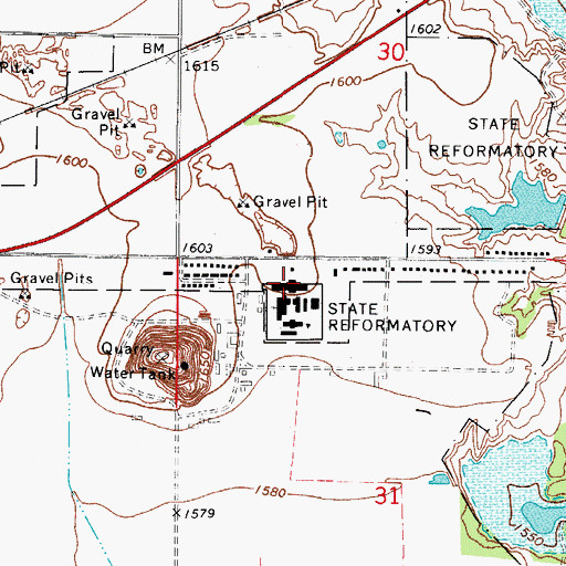 Topographic Map of Oklahoma State Reformatory, OK