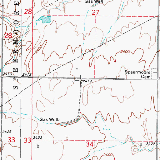 Topographic Map of Speermore, OK
