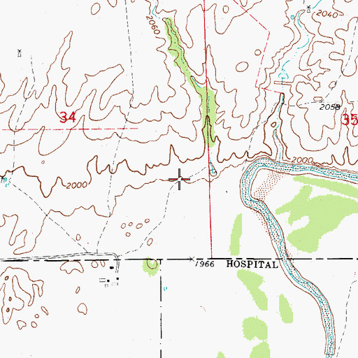 Topographic Map of Western Oklahoma Hospital, OK