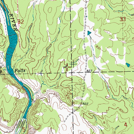 Topographic Map of Blue River Public Hunting Area, OK