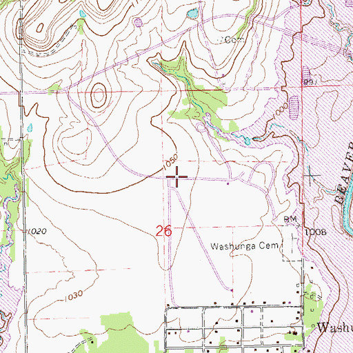 Topographic Map of Washunga Bay, OK
