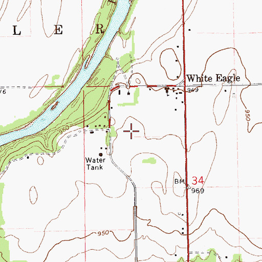Topographic Map of Ponca Indian Agency, OK