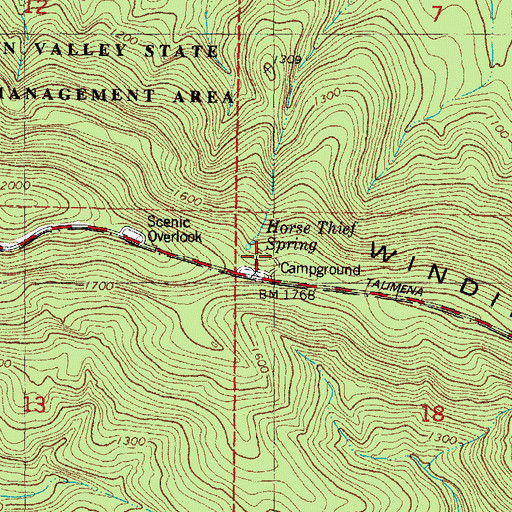 Topographic Map of Horse Thief Spring Campground, OK