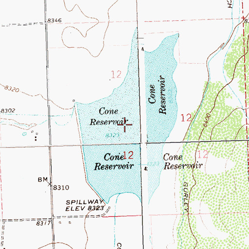 Topographic Map of Cone Reservoir, CO