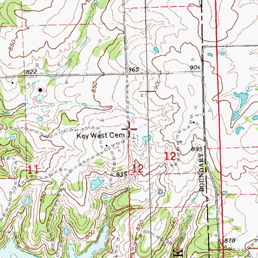 Topographic Map of Key West, OK
