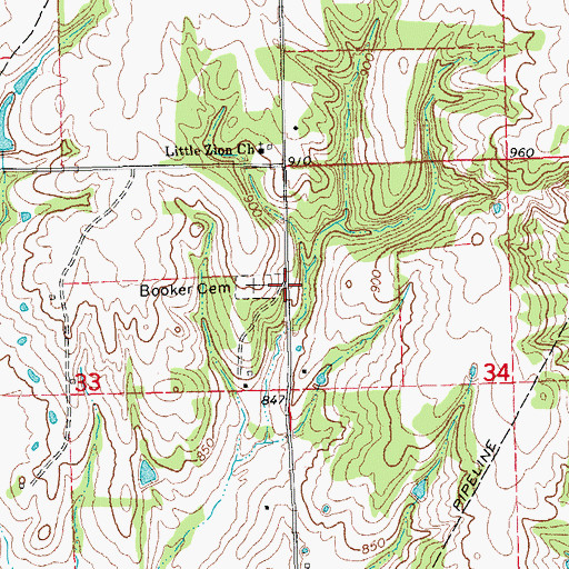 Topographic Map of Clematis, OK