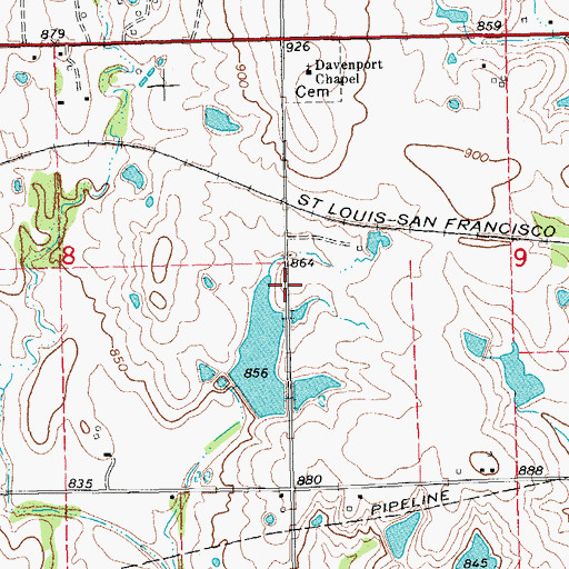 Topographic Map of Daggett, OK