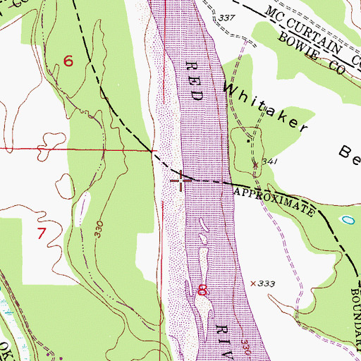 Topographic Map of Whitaker Bend, OK