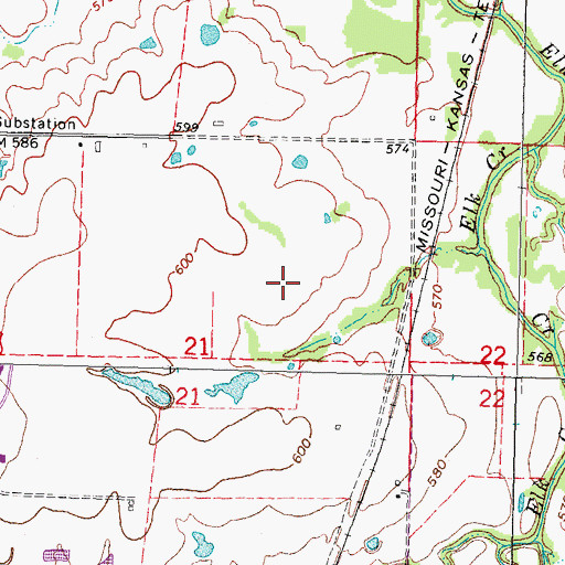Topographic Map of Koch Airport (historical), OK