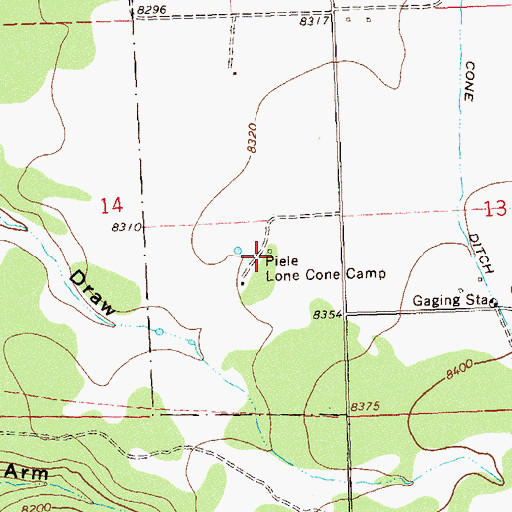 Topographic Map of Piele Lone Cone Camp, CO