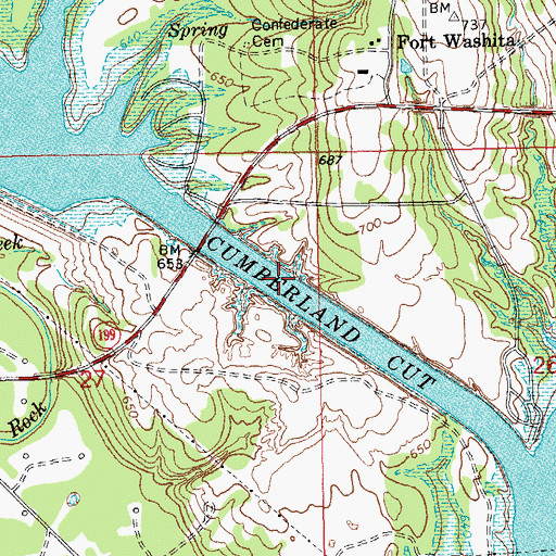 Topographic Map of Cumberland Cut, OK