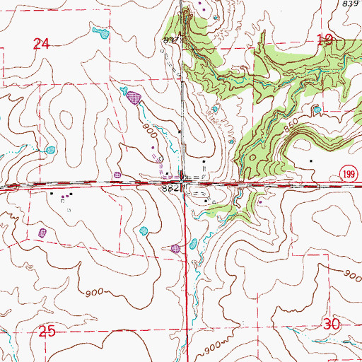 Topographic Map of Antioch, OK