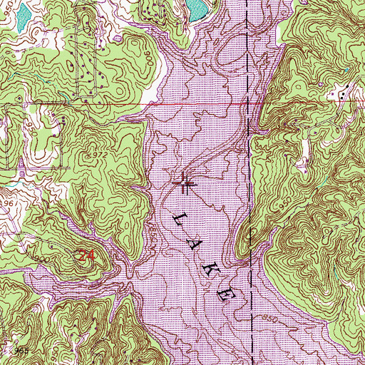 Topographic Map of Chickasaw Wildlife Management Areas, OK