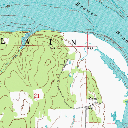 Topographic Map of Brewer Bend Park, OK