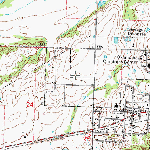 Topographic Map of Jess Dunn Correctional Center, OK