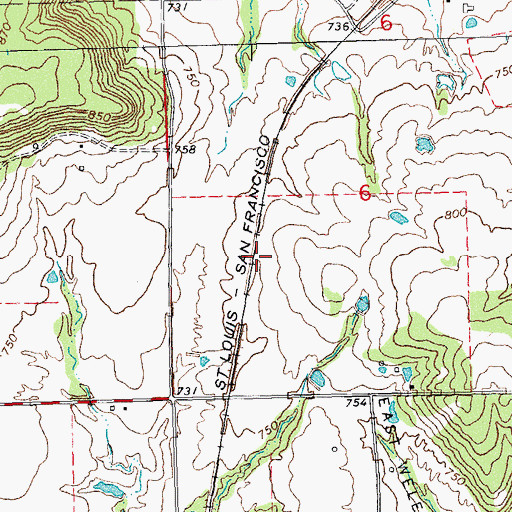 Topographic Map of Bookertee, OK