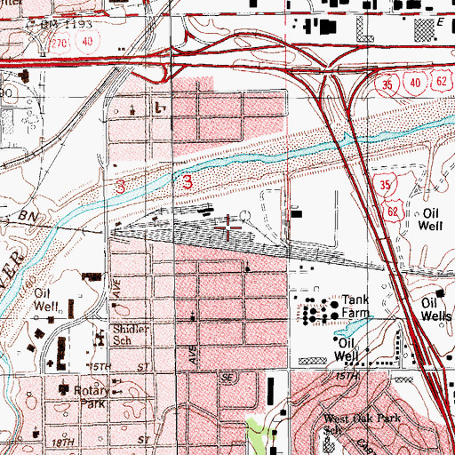 Topographic Map of East Yard, OK