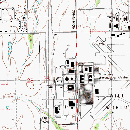 Topographic Map of FAA Center, OK