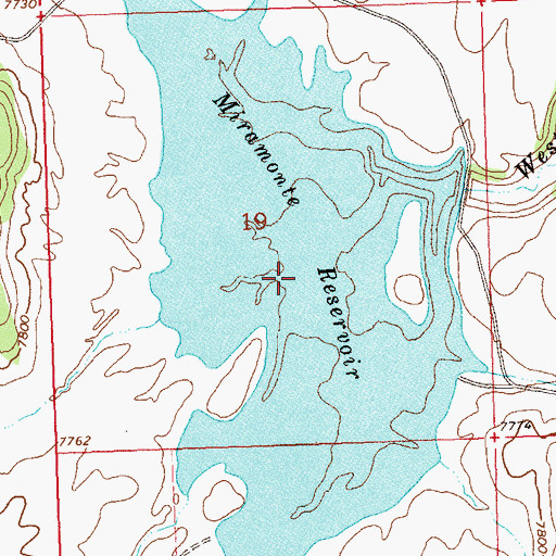 Topographic Map of Miramonte Reservoir, CO