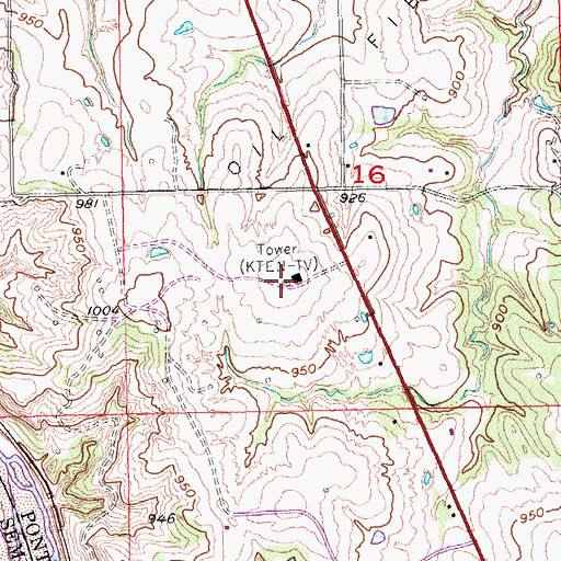 Topographic Map of KTEN, OK
