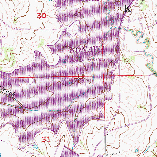 Topographic Map of Lake Konawa, OK