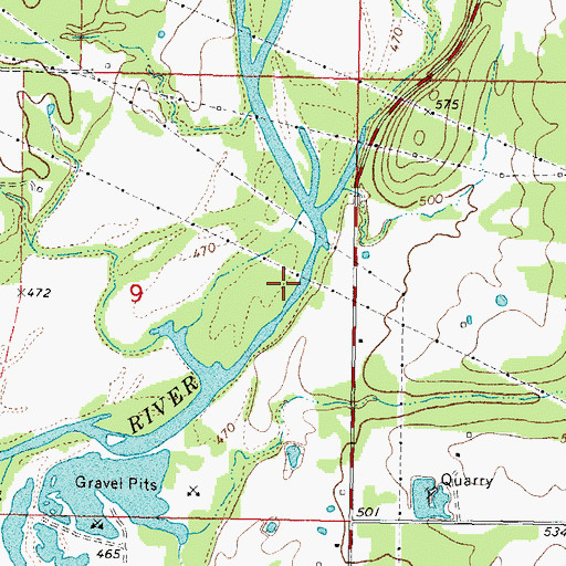 Topographic Map of McClellan-Kerr Wildlife Management Area, OK
